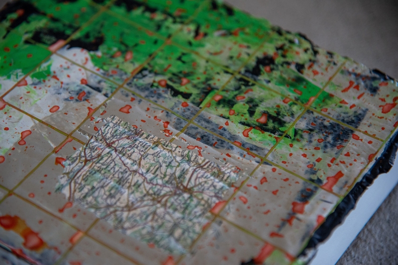Farbgeschichtet Landkarte - Detail 01 - Kathrin Bigler
